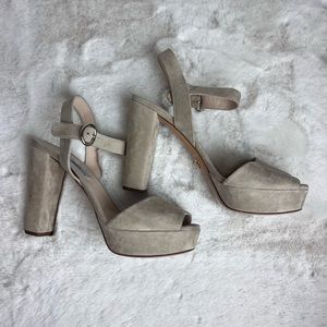 PRADA Nude Suede Platform Heels Size 40.5 (10.5)